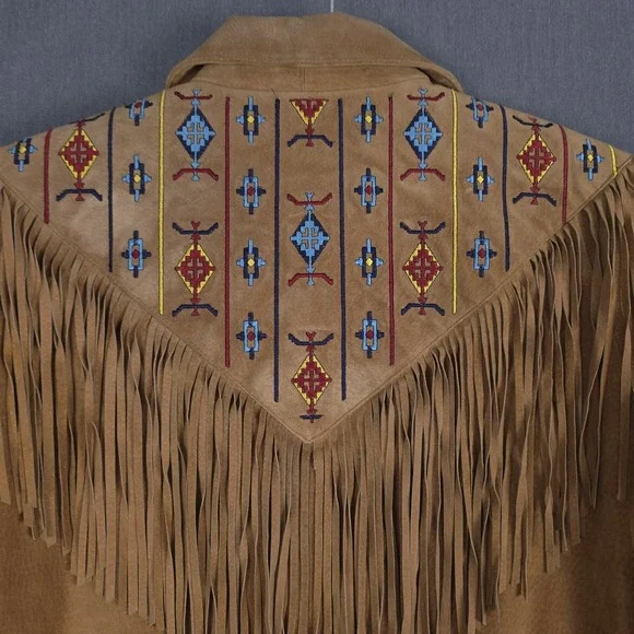 Lew Magram Western Jacket Womens XL Brown Suede Leather Embroidered Fringe Aztec - Picture 16 of 16